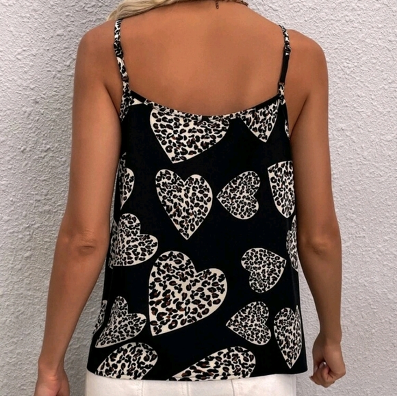 Leopard Print Heart Cami Tank Top - Picture 2 of 5